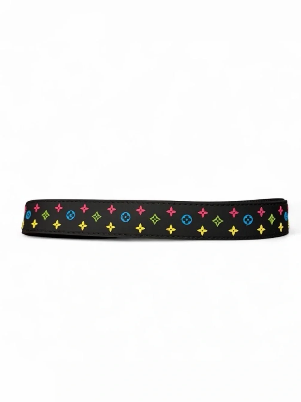 Black Dog Collar with Multicolor Monogram